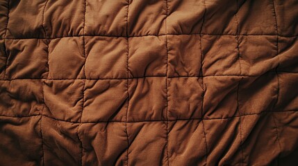 Soft Brown Quilted Fabric Texture with Detailed Stitches and Folds
