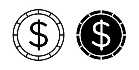 Coin icons in black fill and line style