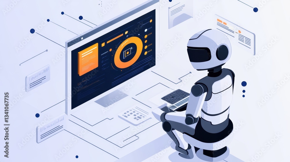 Poster ai-powered search engine processing large amounts of data for insights