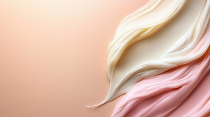 An artful display of creamy swirls gracefully merging on a soft backdrop, representing the fusion of beauty and tactile elegance in a minimalist composition.