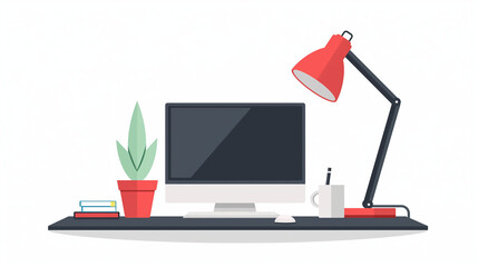 Minimalistic Home Office Illustration - ミニマルなホームオフィスイラスト