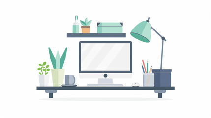 Minimalistic Home Office Illustration - ミニマルなホームオフィスイラスト