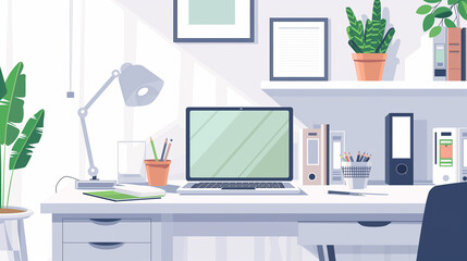 Minimalistic Home Office Illustration - ミニマルなホームオフィスイラスト