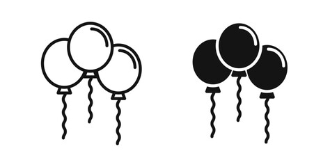 Balloons icons in black fill and line style © Witty