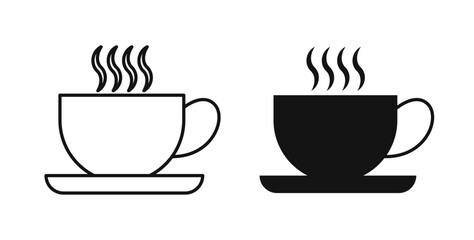 Coffee icons set in black colors on white background