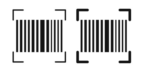 Barcode read icons in black fill and line style