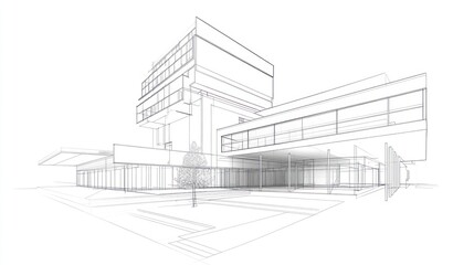 Architectural blueprint of modern building