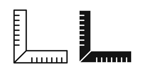 Ruler combined icons in black fill and line style