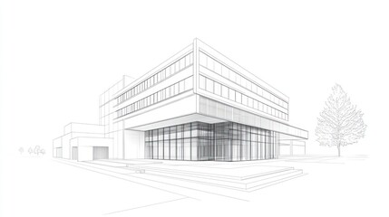 Architectural drawing of a modern building (3)