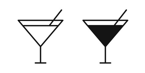 Cocktail icons in black fill and line style