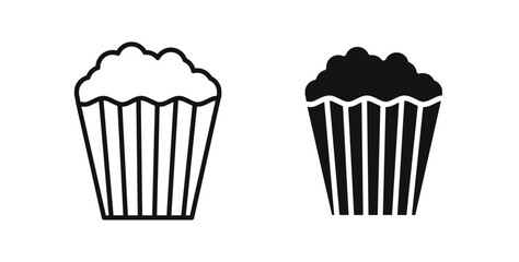 Popcorn icons in black fill and line style
