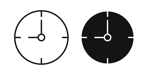 Clock nine icons in black fill and line style