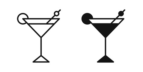 Cocktail icons set for website design