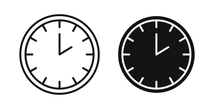 Clock two icons set for website design