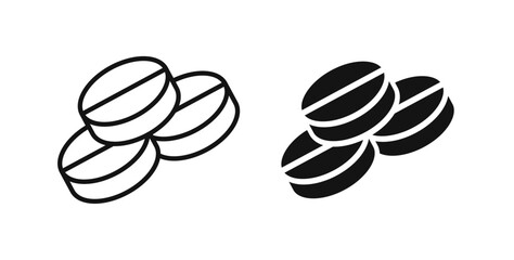Medicine icons in black fill and line style