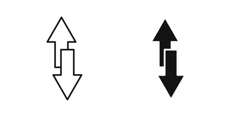 Data transfer icons set in black colors on white background