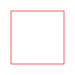 Red Neon Outlined Square with Transparent Background
