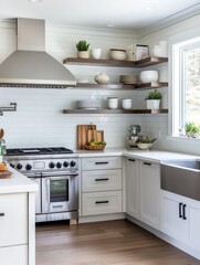 A modern clean kitchen with stainless steel appliances installed