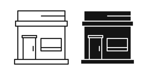 Store icons set in black colors on white background