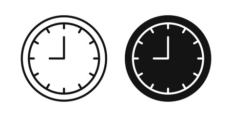 Clock nine icons set for website design