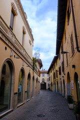 Rho, Milan, Italy: historic buildings along via Pome