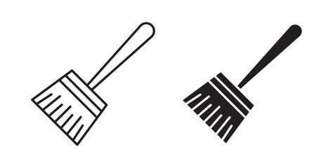 Broom icons in black fill and line style