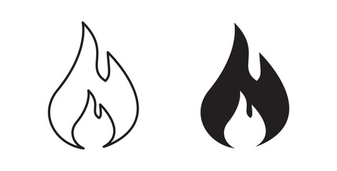 Flame icons in black fill and line style
