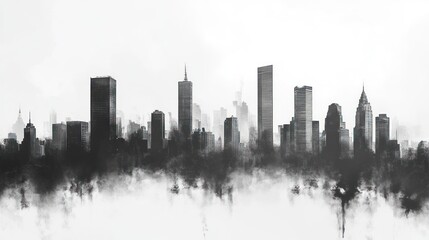 Naklejka premium New York City Skyline Silhouette, Artistic Interpretation