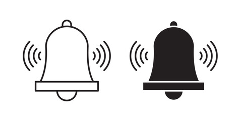 Bell ring icons set in black colors on white background