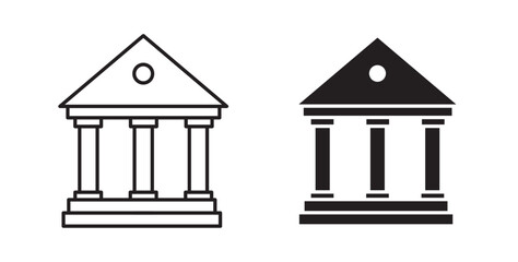 Bank icons in black fill and line style
