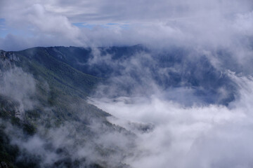 Fototapeta premium Clouds over Divna Gorica mountain, Suva planina, Serbia