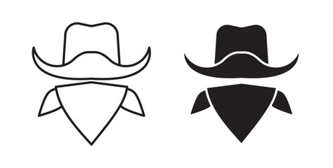 Cowboy icons in black fill and line style