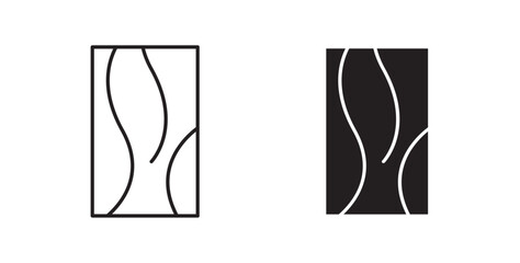 Wood board icons in black fill and line style