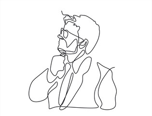 thinking man - continuous line drawing	