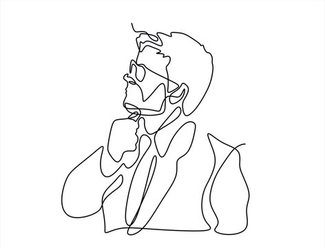 recommend clip art: thinking man - continuous line drawing	