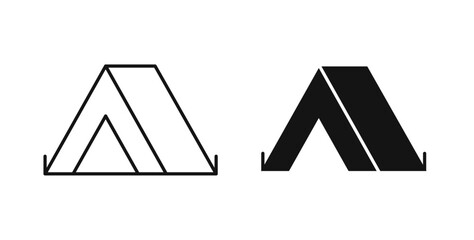 Camping icons set in black colors on white background © Witty