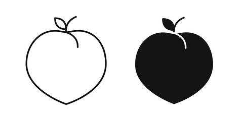 Peach icons set in black colors on white background
