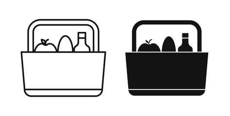 Picnic icons set in black colors on white background