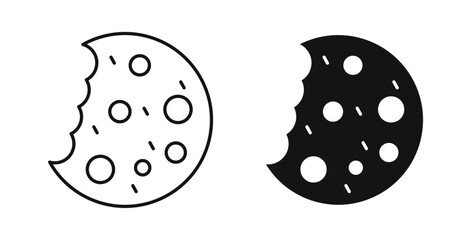 Cookie icons set in black colors on white background