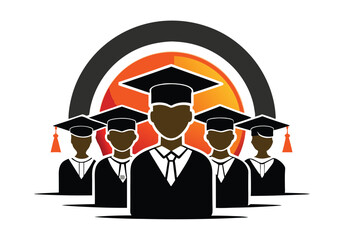 Graduation Cap Silhouette Students Celebrating Achievement