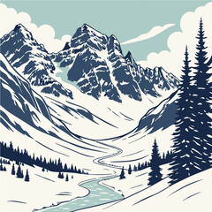 winter landscape with mountains	