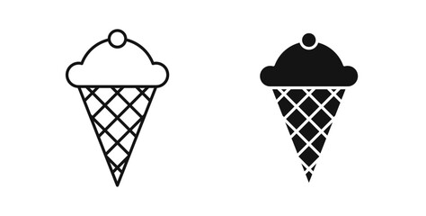 Ice cream icons set in black colors on white background