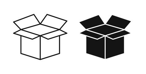 Open Box icons set in black colors on white background