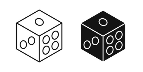Dice icons set in black colors on white background