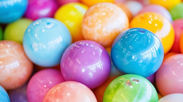 Close-up of bright colorful glossy bowling balls