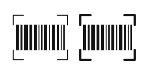 Barcode read icons set in black colors on white background