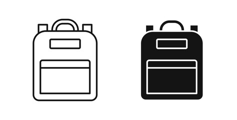Backpack icons set in black colors on white background