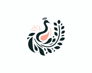 Peacock logo design icon symbol vector illustration. Peacock bird template.