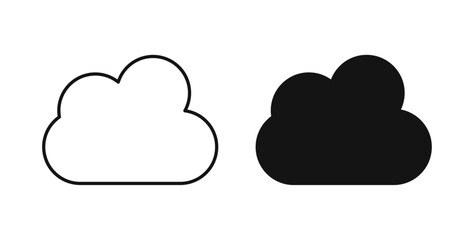 Cloud icons set in black colors on white background