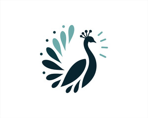 Peacock logo design icon symbol vector illustration. Peacock bird template.